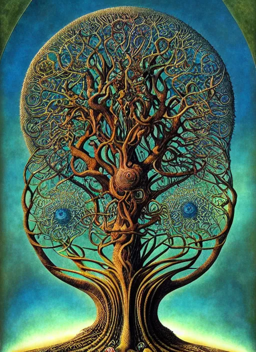 Image similar to tree of life by roger dean and andrew ferez, art forms of nature by ernst haeckel, divine chaos engine, symbolist, visionary, art nouveau, botanical fractal structures, organic, detailed, realistic, surreality