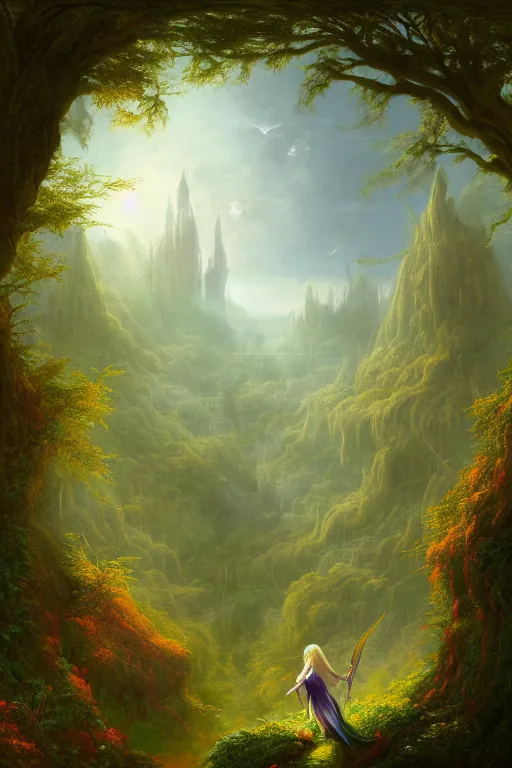 Image similar to a beautiful digital illustration painting of a detailed gothic fantasy valley and forest faerie fey unseelie, by benoit b. mandelbrot, steven belledin, martin johnson heade, lee madgwick, caspar david friedrich, and david rios ferreira. 8 k resolution trending on artstation concept art digital illustration