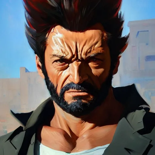 Image similar to greg manchess portrait painting of wolverine, medium shot, asymmetrical, profile picture, organic painting, sunny day, matte painting, bold shapes, hard edges, street art, trending on artstation, by huang guangjian and gil elvgren and sachin teng