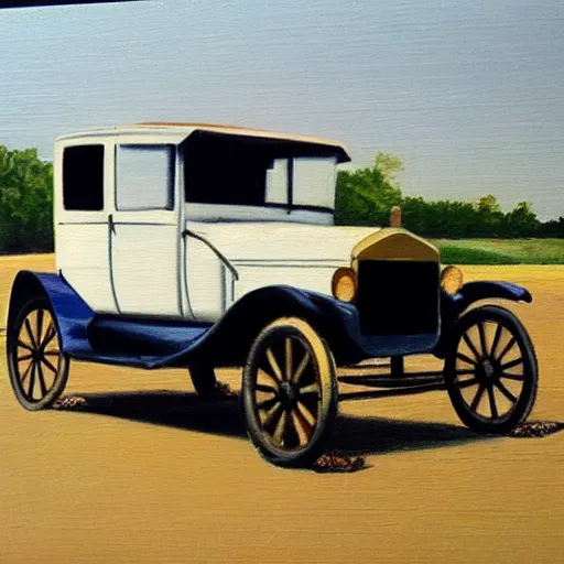 Prompt: an oil paint sketch of a ford model t