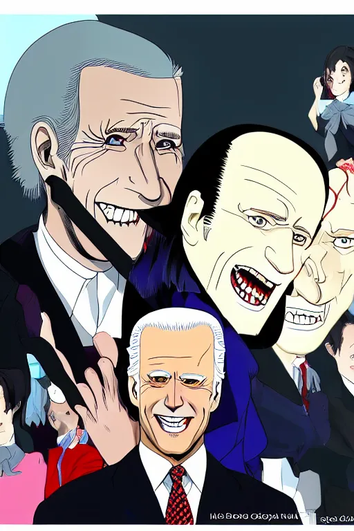 Prompt: vampire joe biden, manga art style