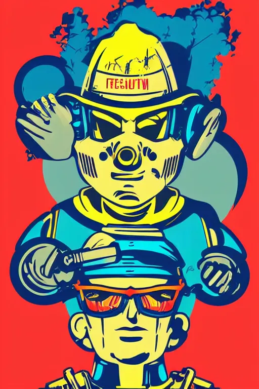 Image similar to fallout 7 6 retro futurist illustration art by butcher billy, sticker, colorful, illustration, highly detailed, simple, smooth and clean vector curves, no jagged lines, vector art, smooth andy warhol style