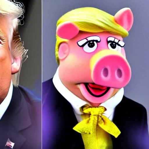 Image similar to donald trump as miss piggy