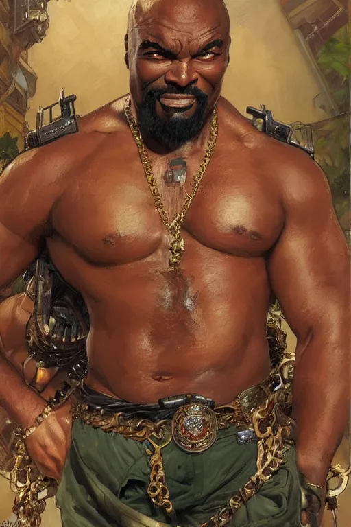 Prompt: Mister T portrait by Stanley Artgerm Lau, greg rutkowski, thomas kindkade, alphonse mucha, loish, norman Rockwell