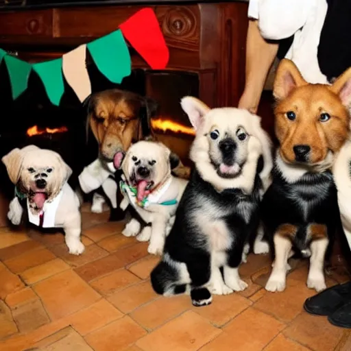 Image similar to puppies having a frat party