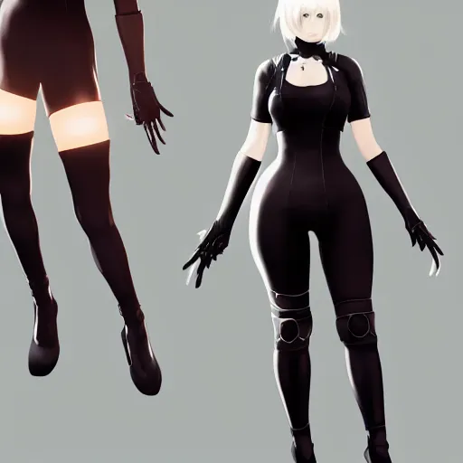 Image similar to portrait of 2B nier automata wearing skin tight clothes in Half life 2, digital art, trending on Artstation, CGSociety