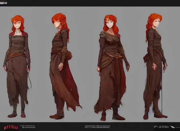 Image similar to character sheet for a ginger woman, for arcane netflix by greg rutkowski, by studio ghibli, digital art, trending on artstation, hd, 8 k, highly detailed, good lighting, beautiful, masterpiece matte painting, bold shapes, hard edges, street art, trending on artstation, by huang guangjian and gil elvgren and sachin teng