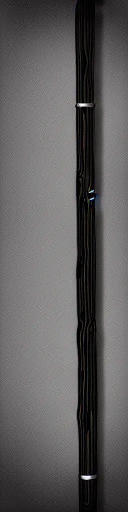 Image similar to picture of a single wooden long futuristic thin ninja staff with some black ornaments, highlight, weapon, cyberpunk, sci - fi, fantasy, close shot, single long stick, bright background