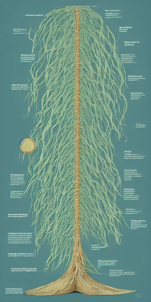 Image similar to detailed infographic by john howe of a giant beautiful diatom tree