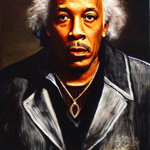 Prompt: dr dre einstein portrait