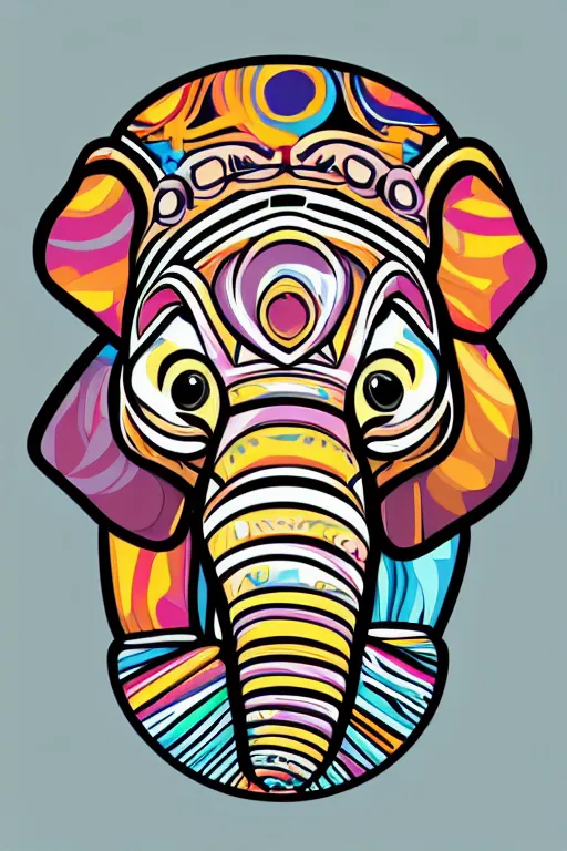 Image similar to A portrait of a baby elephant, sticker, highly detailed, colorful, illustration, smooth and clean vector curves, no jagged lines, vector art, smooth