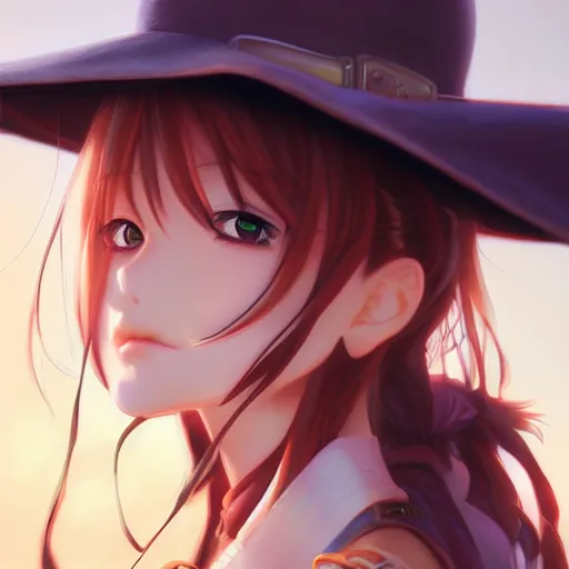 Image similar to anime portrait of a cow girl anime style by Stanley Artgerm Lau, WLOP, Rossdraws, James Jean, Andrei Riabovitchev, Marc Simonetti, and Sakimichan, trending on artstation