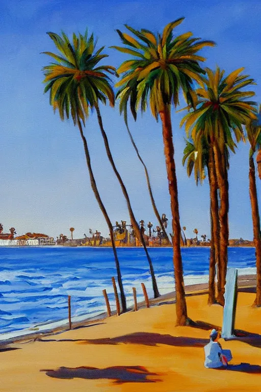 Image similar to bob ross painting of venice beach