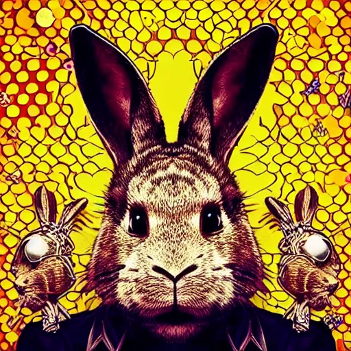 Image similar to rap album cover featuring a blinged out rabbit