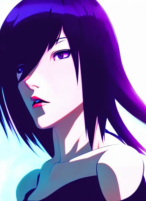 Prompt: a film still portrait of a motoko kusanagi ghost in the shell, finely detailed features, closeup at the faces, perfect art, at a cyberpunk city, gapmoe yandere grimdark, trending on pixiv fanbox, by ilya kuvshinov, rossdraws, artgerm