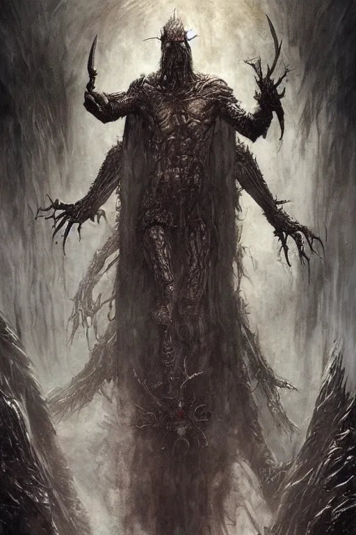 Image similar to portrait of jesus christ by hr giger, greg rutkowski, luis royo and wayne barlowe as a diablo, resident evil, dark souls, bloodborne monster