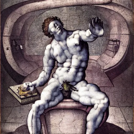 Prompt: a massive toilet, art by michelangelo