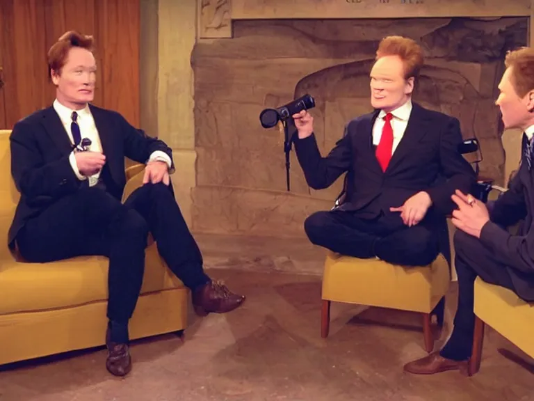 Image similar to Conan O’Brian interviewing George Washington; Late Night with Conan O'Brien