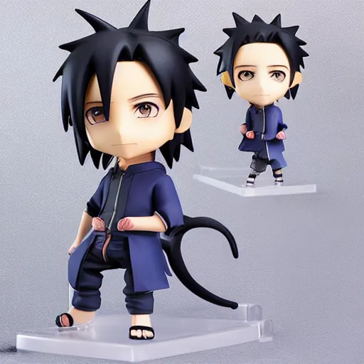 Image similar to high quality portrait flat matte painting of cute Uchiha Sasuke in the style of nendoroid and Toon naruto , flat anime style, thick painting, medium close-up