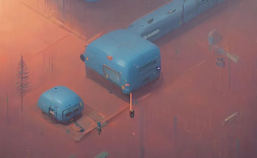 Image similar to a moment of introspection, fantasy, simple, serence, beautiful, meditation, calm, blue by simon stalenhag