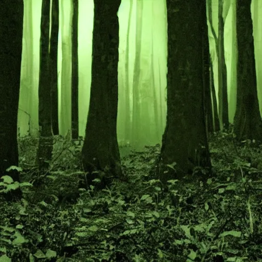 Prompt: night vision tentacles emerging from forest, found footage creepy