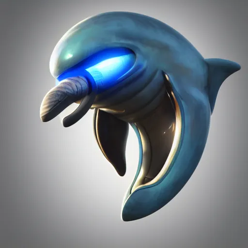 Prompt: an anthropomorphic robotic bottlenose dolphin, bust profile picture commission on furaffinity, deviantart, unreal engine, octane render