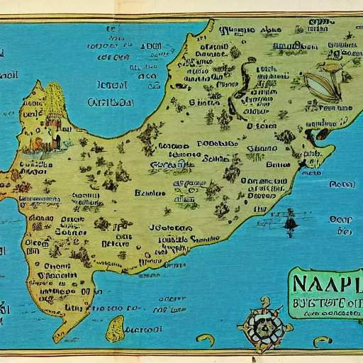 Prompt: map of thailand, fantasy, 1 7 th century, high accuracy, based on geographical map,