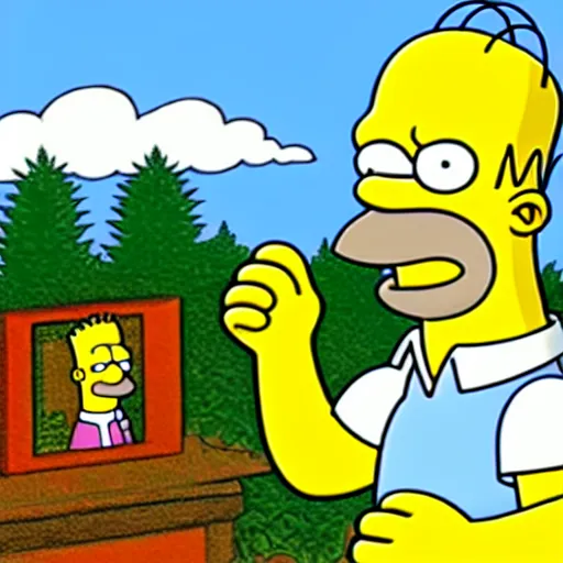 Prompt: Homer Simpson in the marijuana bush