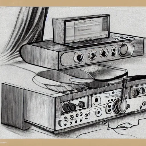 Prompt: anatomical drawing of a HiFi system