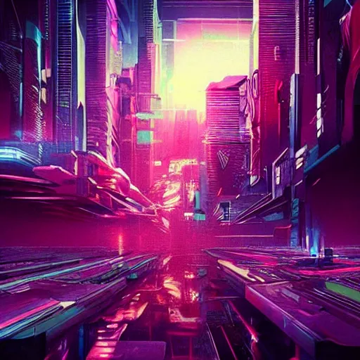 Image similar to “ planet earth, cyberpunk art by vincent lefevre, behance contest winner, altermodern, cityscape, synthwave, matte painting ”