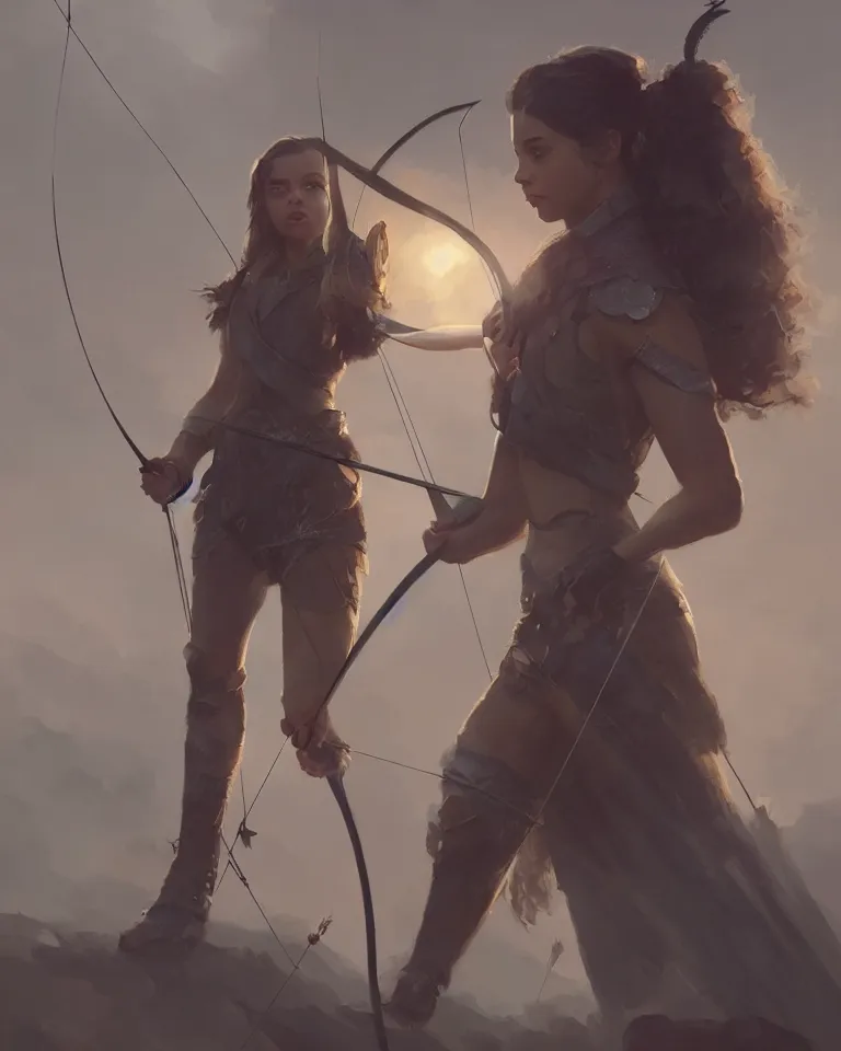 Image similar to portrait of sydney sweeney as a fantasy archer, greg rutkowski, artstation, 4 k, matte painting, concept art