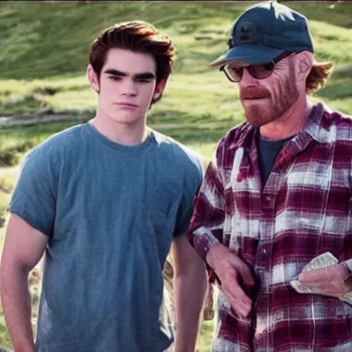 Image similar to kj apa with walter white, still from breaking bad