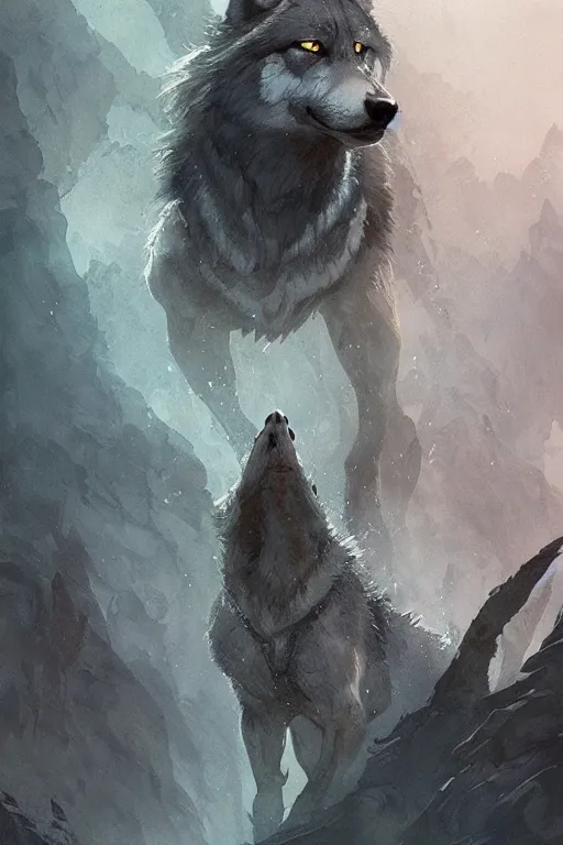 Image similar to wolf, water color, D&D, fantasy, highly detailed, digital painting, artstation, concept art, matte, sharp focus, illustration, art by Ivan Gantschev and Greg Rutkowski