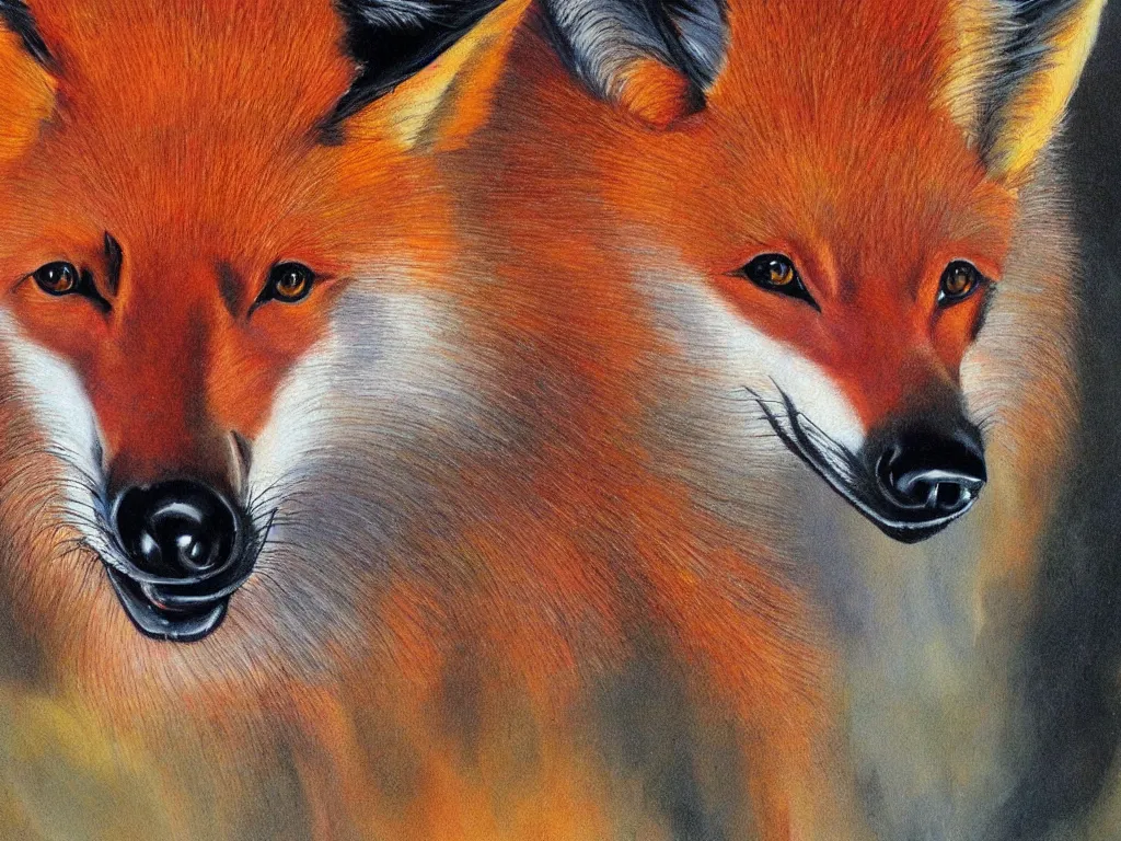 Image similar to Maned wolf. Painting by Georgia O'Keefe