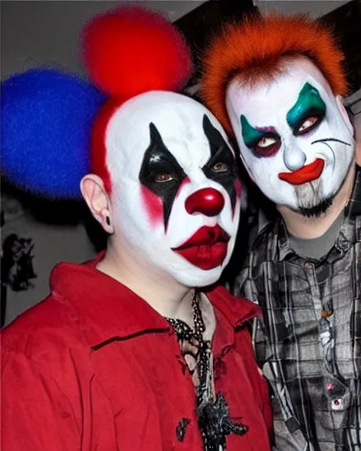 Prompt: a calico critterwith icp juggalo clown make up