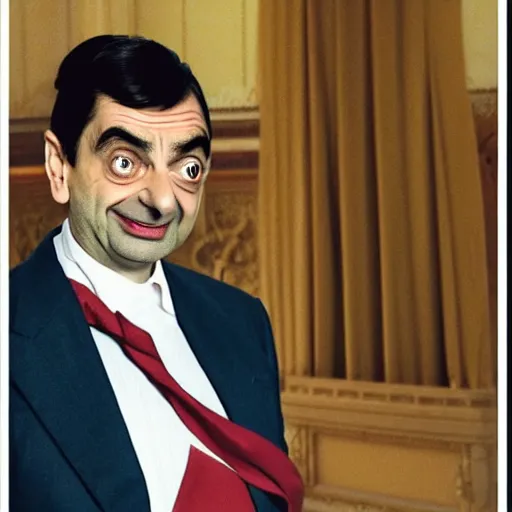 Prompt: Mr. Bean as queen Elizabeth