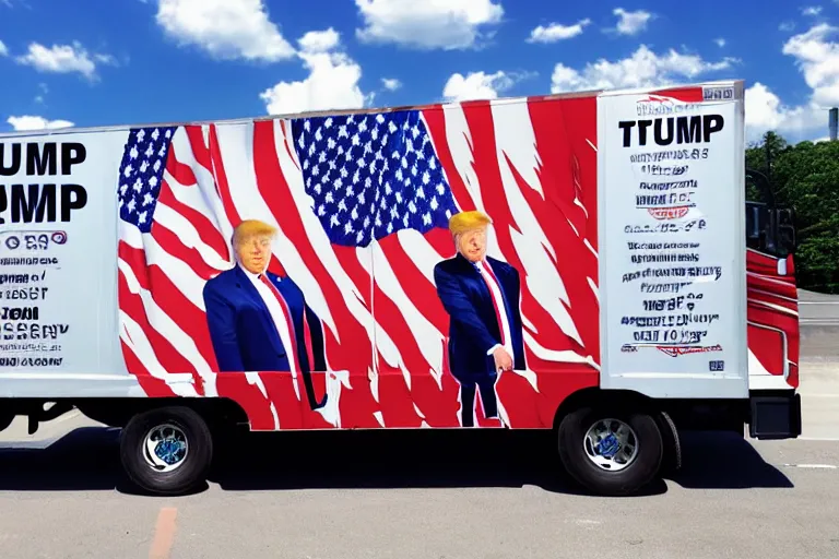 Image similar to trump-truck-wrap-side-shot, anime, anime, anime