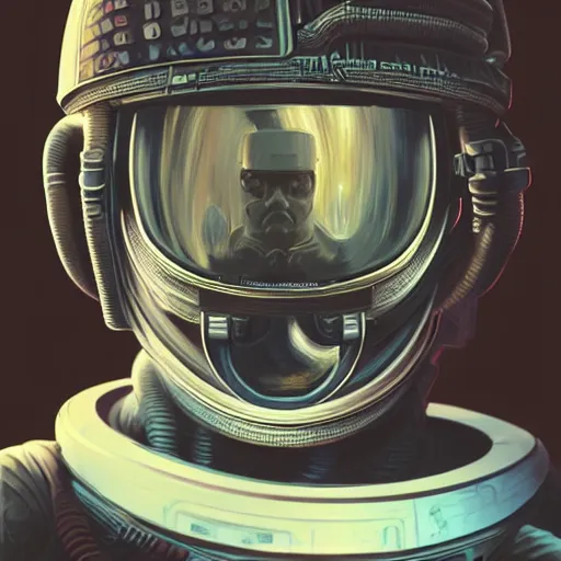 Image similar to portrait of a space roman soldier, spqr. intricate abstract. cyberpunk, vhs glitch. full face broken helmet. intricate artwork. nightmare fuel. terrifying. empty oxygen tank. by Tooth Wu, wlop, beeple, dan mumford. octane render, trending on artstation, greg rutkowski very coherent symmetrical artwork. cinematic, hyper realism, high detail, octane render, 8k, iridescent accents, black and white