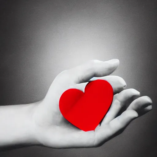 Image similar to album art of a white hand holding a red grenade shaped like a heart by chris bilheimer, surreal, illustrated, 8 k