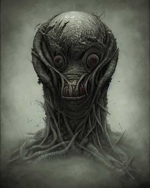 Image similar to a surreal painting of a strange creature by anton semenov