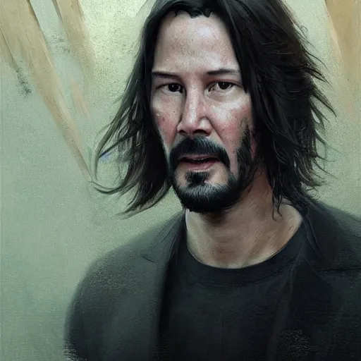 Image similar to keanu reeves as a fish, closeup portrait by greg rutkowski, realistic face, digital art,