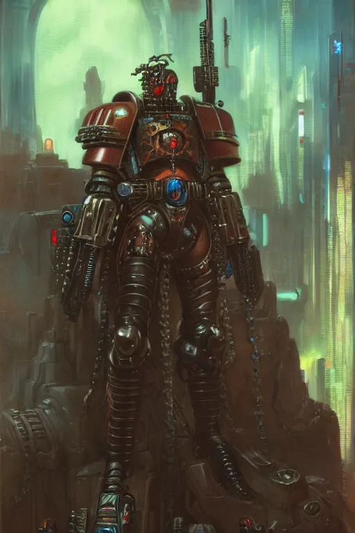 Image similar to cyberpunk warhammer 4 0 k steve buscemi, character design, painting by gaston bussiere, katsuya terada, frank frazetta, tom of finland, trending on artstation