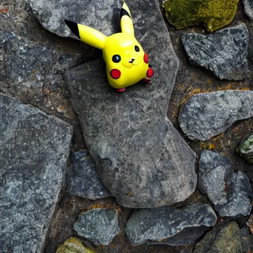 Image similar to Pikachu made out of stone