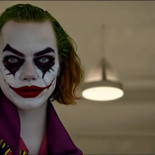 Image similar to Emma Stone as (The Joker) stunning awe inspiring beautiful 8k hdr colorful lighting