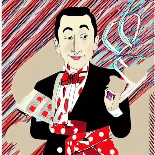 Image similar to pee - wee herman, digital art, utamaro kitagawa style