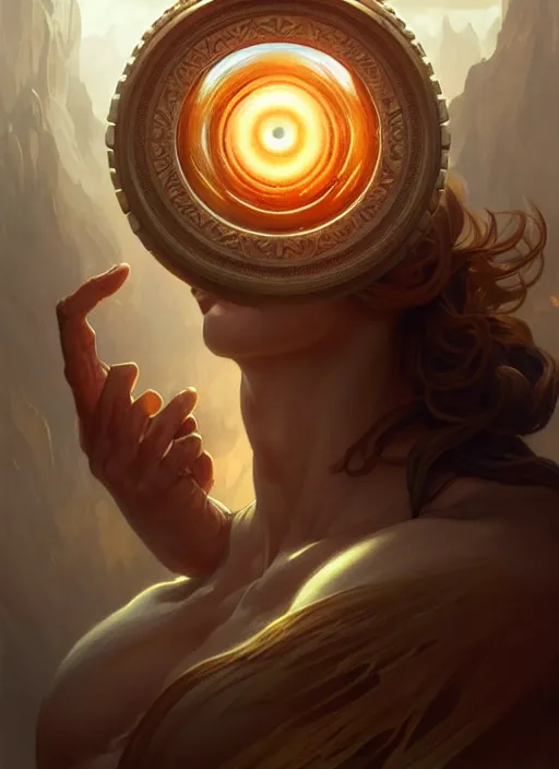 Prompt: portrait of a giant eye floating in the air, d & d, muscular! fantasy, intricate, elegant, highly detailed, digital painting, artstation, concept art, smooth, sharp focus, illustration, art by artgerm and greg rutkowski and alphonse mucha