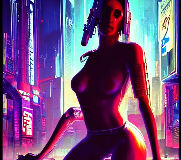 Image similar to a portrait of a cyberpunk person, Night City, cyberpunk 2077, very very coherent painting, 1979 OMNI Magazine Cover, street level neo-Tokyo in Cyberpunk 2077 style by Vincent Di Fate by mark arian by artgerm, 4k, 8k, HD, trending on artstation
