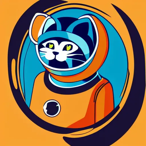 Image similar to a smug cat wearing a space helmet, vector art