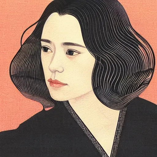 Prompt: “ rachel mcadams portrait by ikenaga yasunari, drawing, realistic, sharp focus, contemporary, japanese ”