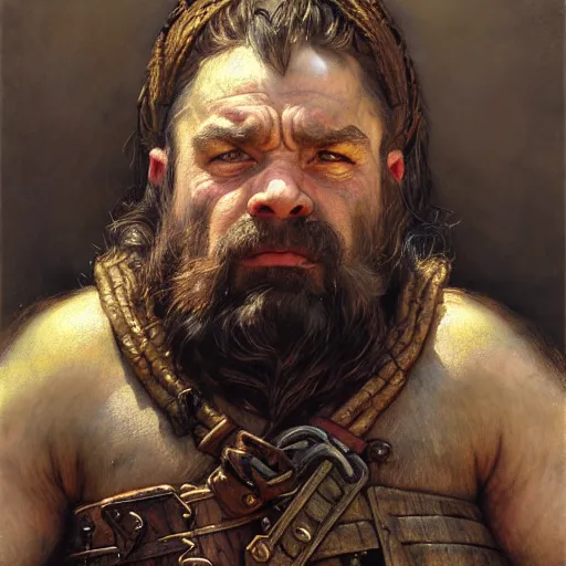 Image similar to highly detailed portrait of a dwarf peasant in the form of a tough male. d & d. art by donato giancola, eugene delacroix, ruan jia, carl larsson, peter mohrbacher. trending on artstation, intricate details, energetic composition, golden ratio, concept art, illustration, elegant art, global illuminaition